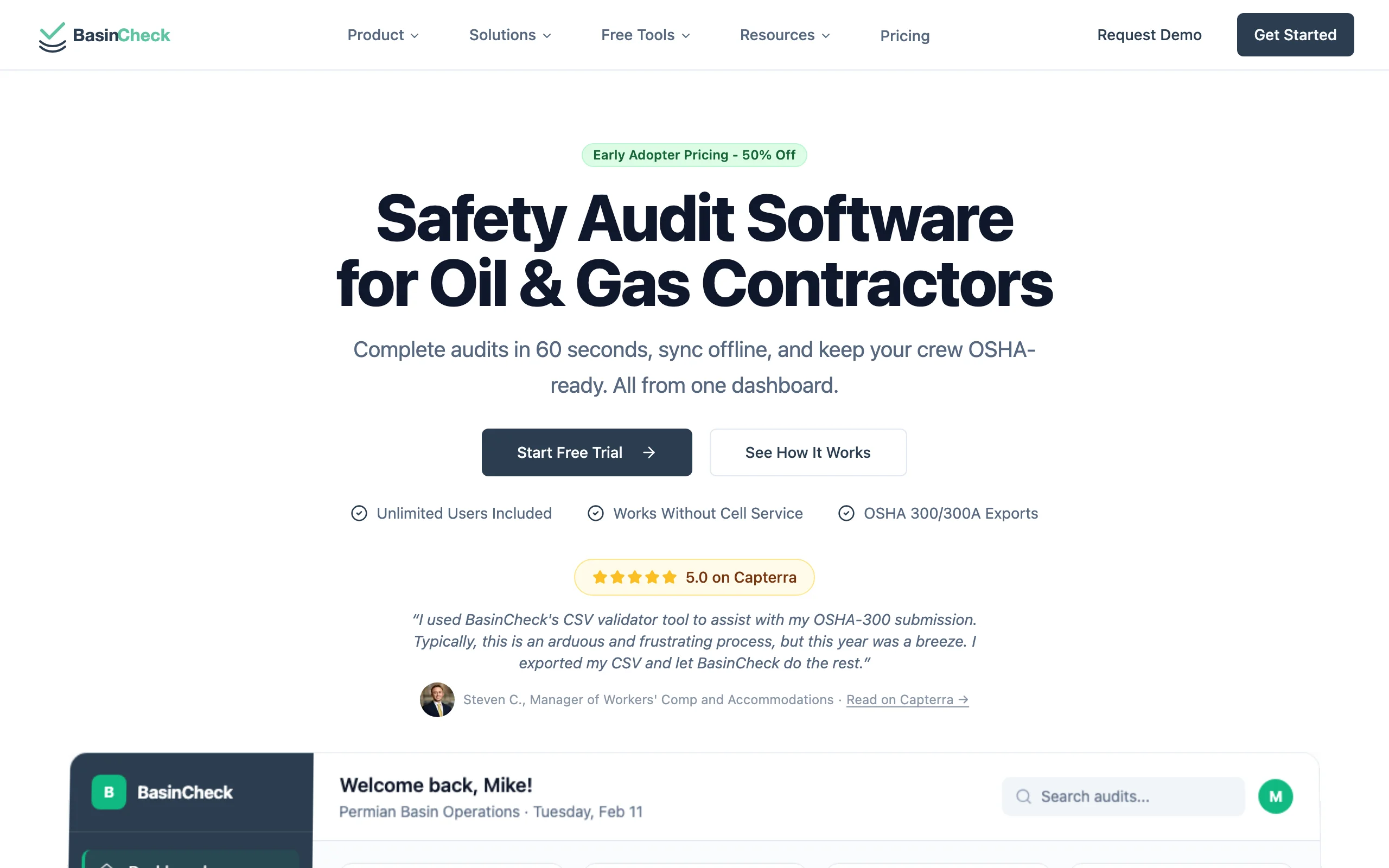 BasinCheck safety management software interface