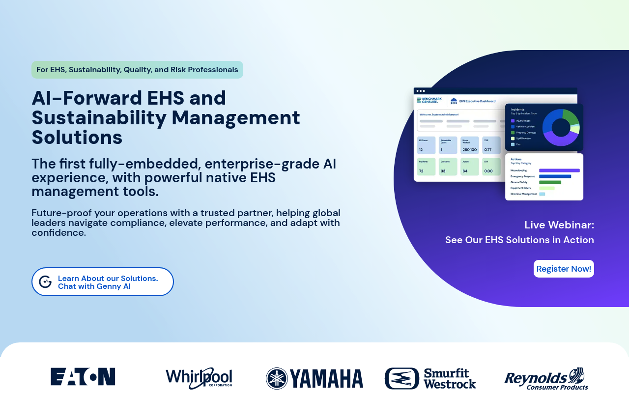 Benchmark Gensuite (Benchmark ESG) safety management software interface