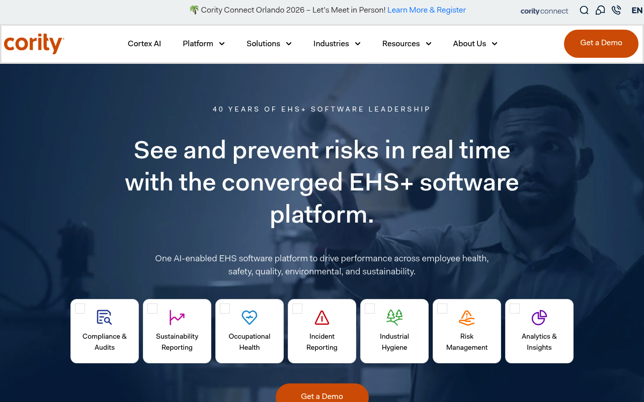Cority safety management software interface