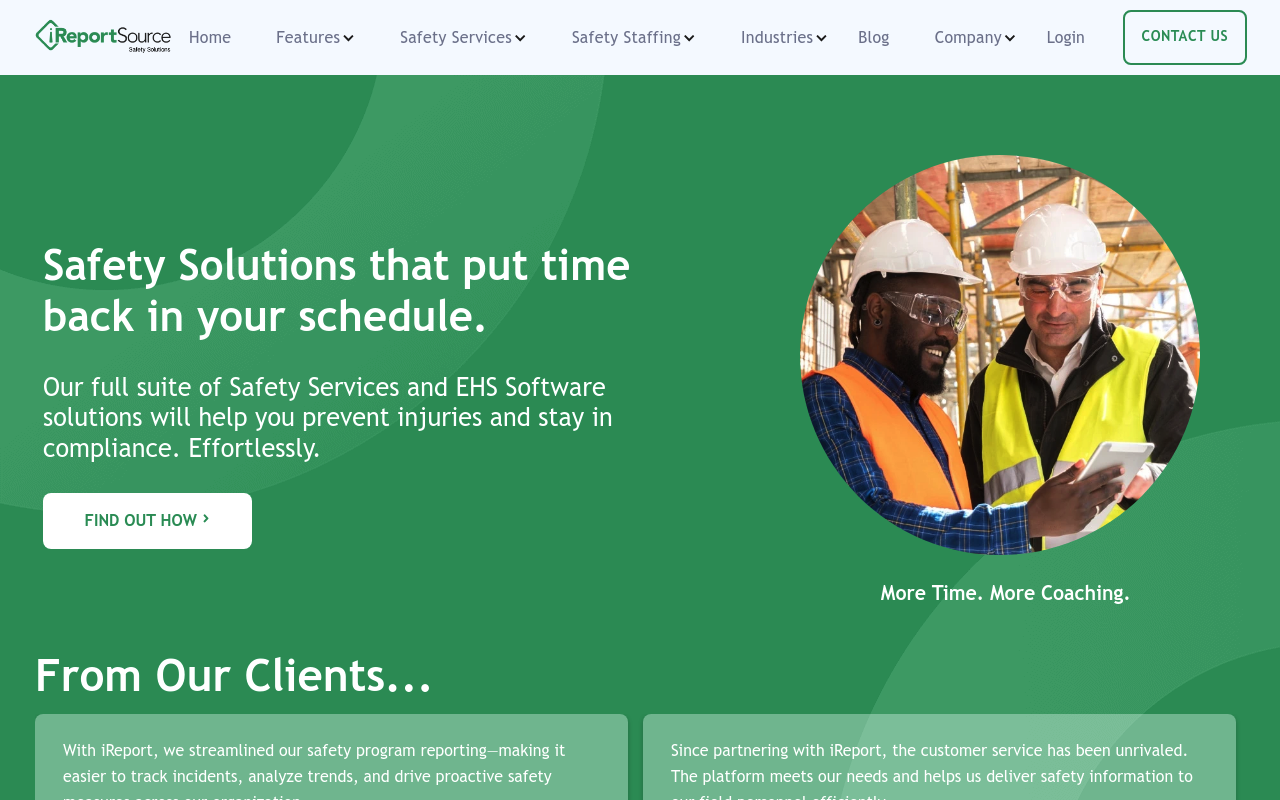 iReportSource safety management software interface