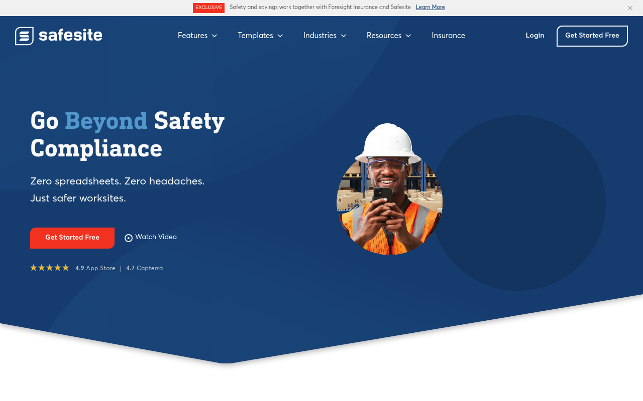 Safesite safety management software interface