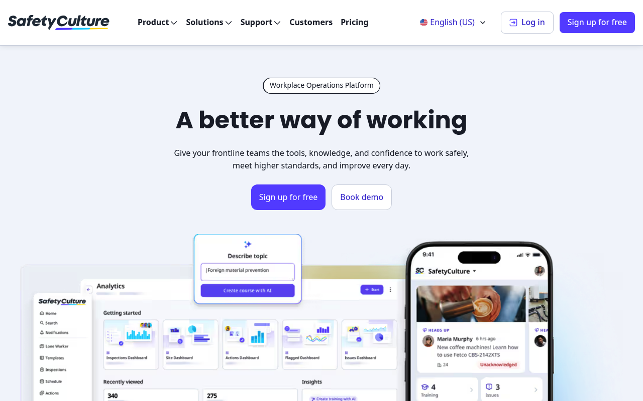 SafetyCulture (iAuditor) safety management software interface