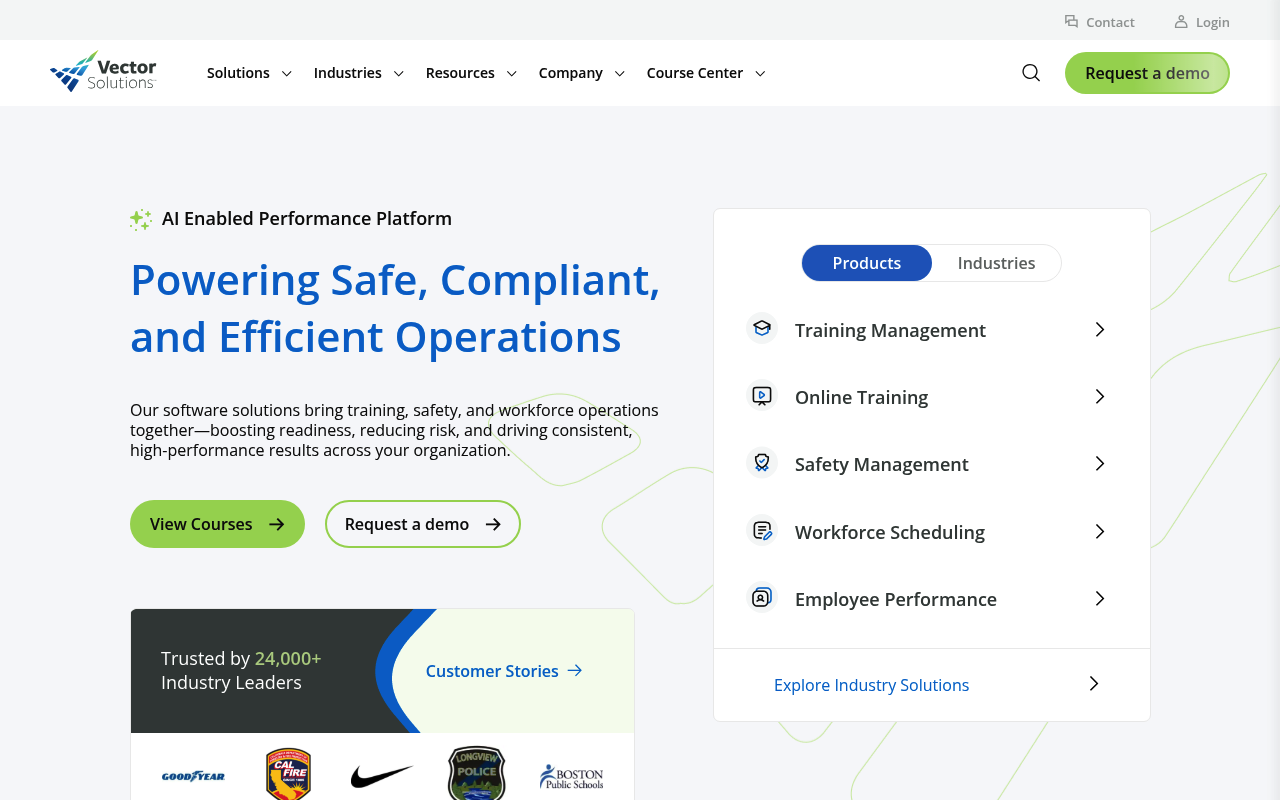 Vector EHS safety management software interface