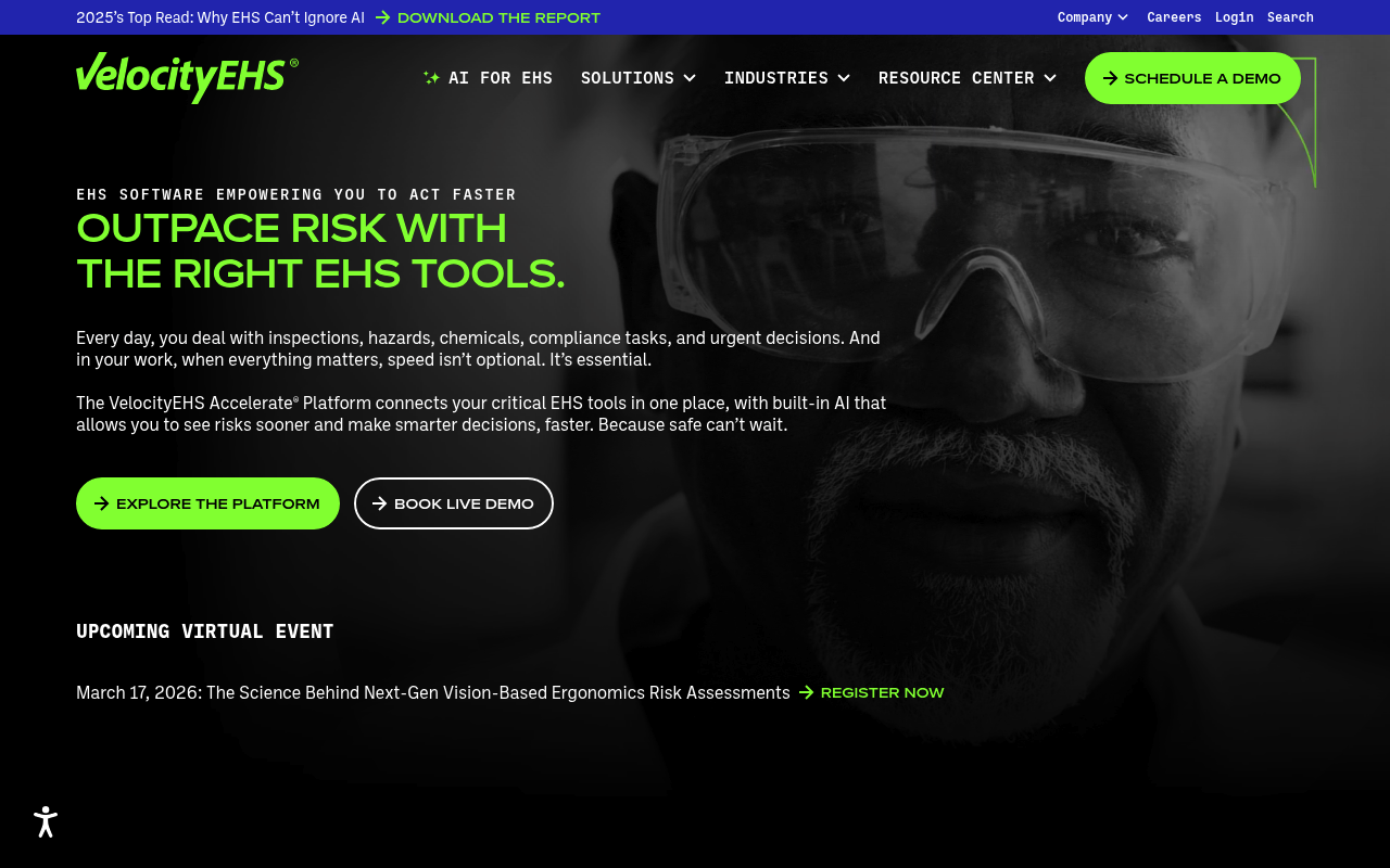 VelocityEHS safety management software interface